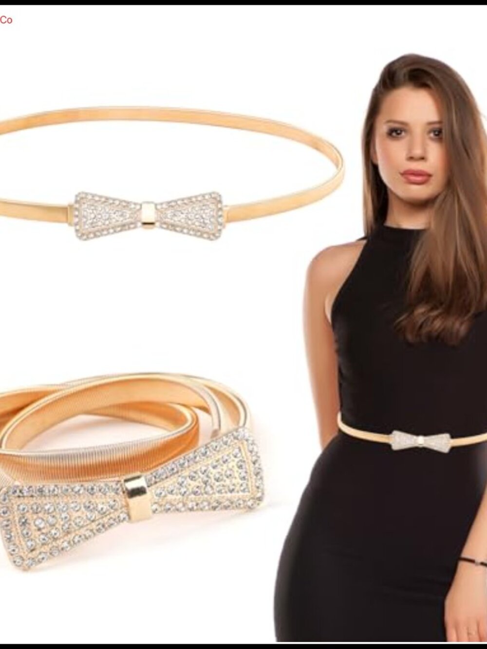 Skinny Metal Waist Belt Elastic Rhinestone Chain Adjustable
